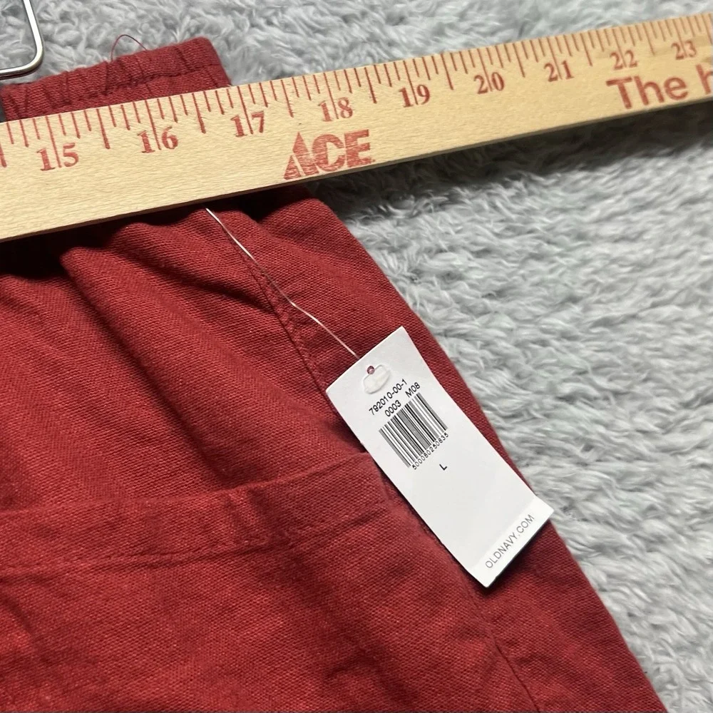 Old Navy Shorts Womens Large Red Linen Blend Pull On Hi Rise Beach Resort Casual